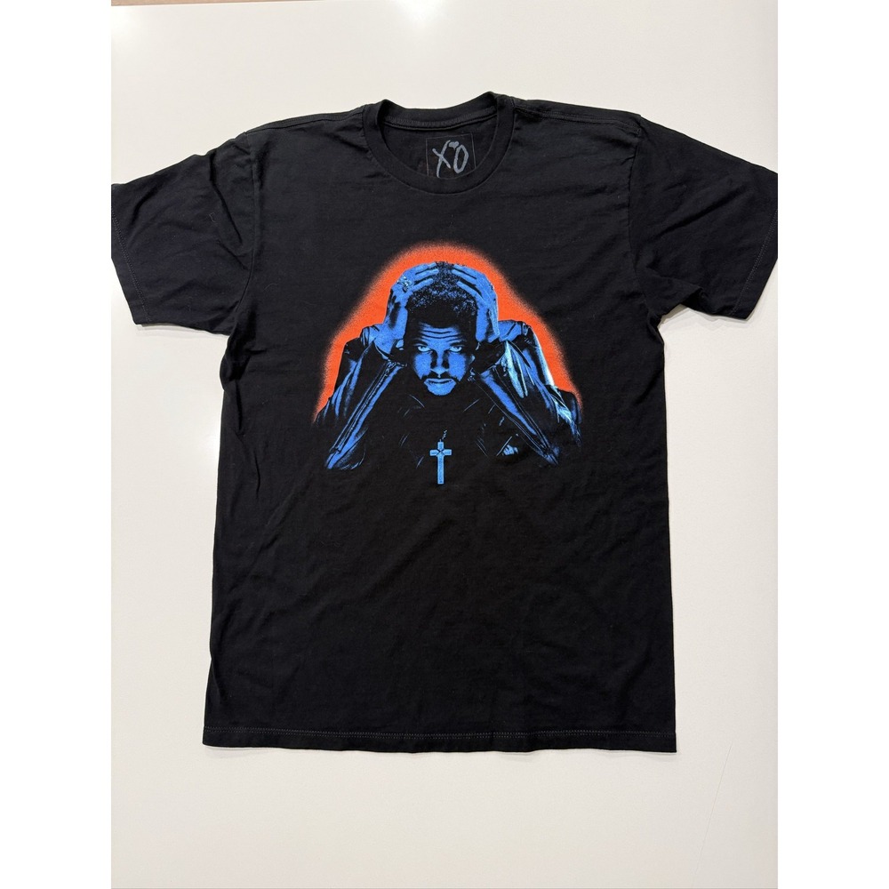 XO Starboy The Weeknd Men's Black Cotton Graphic T-Shirt L Short Sleeve Crew